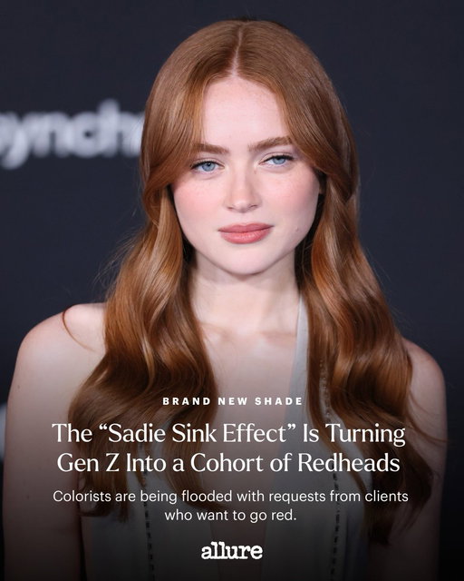 If you ask Gen Z, to be blonde is to be boring. Sick of looking like "everyone else on TikTok," young people are gravitating toward shades of copper, cherry, and auburn—and actor Sadie Sink is their ultimate inspiration. Google Trends reports a 5000% increase in searches for "sadie sink hair color" since 2025, and over 1 million people have watched a TikTok video titled "I want Sadie Sink red hair." Sink's own colorist, @tommy_buckett, has been flooded with DMs and salon calls from young women asking, "Can you do this to me?" Writer @farankrentcil explores this sudden surge in the desire to be a redhead: https://allure.visitlink.me/Z12rVi

Photos: Getty Images