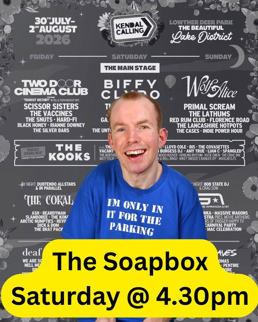 It's Kendal Calling weekend! 🎶

Between the music, the mud and wondering if your tent is still standing, pop over to The Soapbox stage on Saturday at 4.30pm and say hello.

If you're coming, let me know who else you are excited to see.

#KendalCalling 
