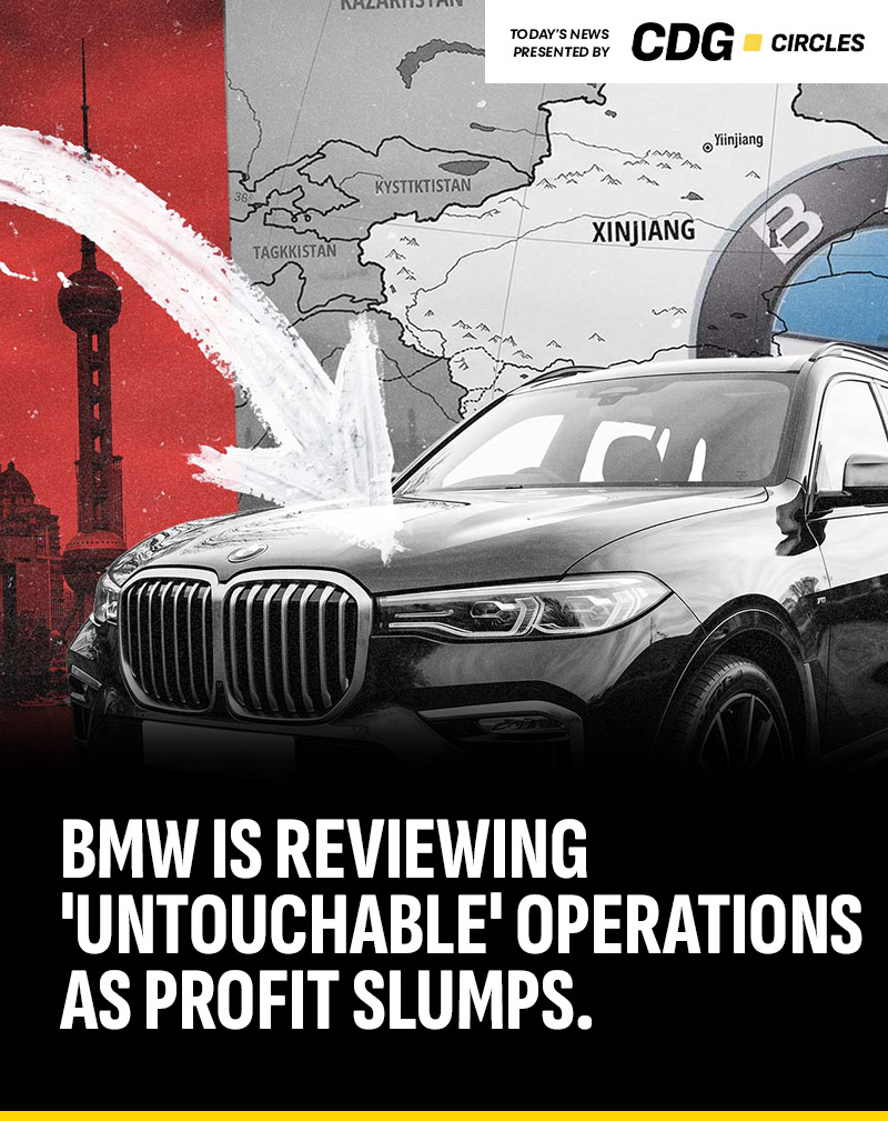 NEWS | BMW is reviewing 'untouchable' operations as profit slumps:

BMW's pretax profit dropped 35% in Q2, with its automotive margin collapsing to 2.3% from 5.4% a year earlier.

China sales and Middle East conflict-driven consumer weakness drove the decline, forcing the company to revisit processes it once considered off-limits.

BMW has already cut its margin forecast to 1%-3% and plans to shed 8,000 employees, all while launching its most significant platform in decades, the electric Neue Klasse iX3.

What this means for dealers: Stable vehicle availability is the variable dealers should watch most closely as BMW balances deep cost-cutting with a major product rollout simultaneously.

Read today's top automotive stories, presented by CDG Circles: https://t.co/JHJYDlCLB7

(Source: Reuters)