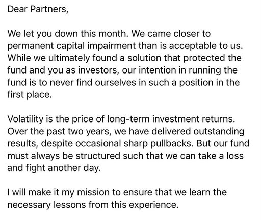 Here is the full letter Leopold sent to his LPs last night.

Rumors of his demise are greatly exaggerated. 