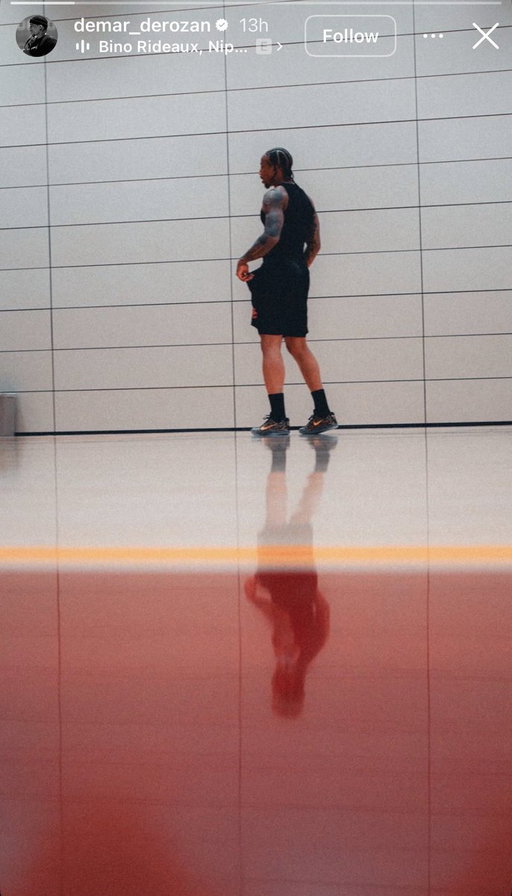 DeMar DeRozan’s Instagram story:

Zoom in on those shorts, tell me what logo you see… 👀👀👀 