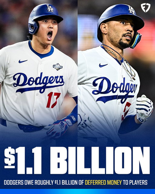 The Dodgers really owe $1.1 BILLION in deferred money to players 😳

They'll be paying: 
⚾️ Shohei Ohtani: Until 2043
⚾️ Mookie Betts: Until 2044 
⚾️ Blake Snell: Until 2046 
⚾️ Freddie Freeman: Until 2040 
⚾️ Will Smith: Until 2043
⚾️ Kyle Tucker: Until 2045 
⚾️ Tommy Edman: Until 2044 
⚾️ Teoscar Hernandez: Until 2039 
⚾️ Tanner Scott: Until 2039 
⚾️ Edwin Diaz: Until 2047 

Wild.