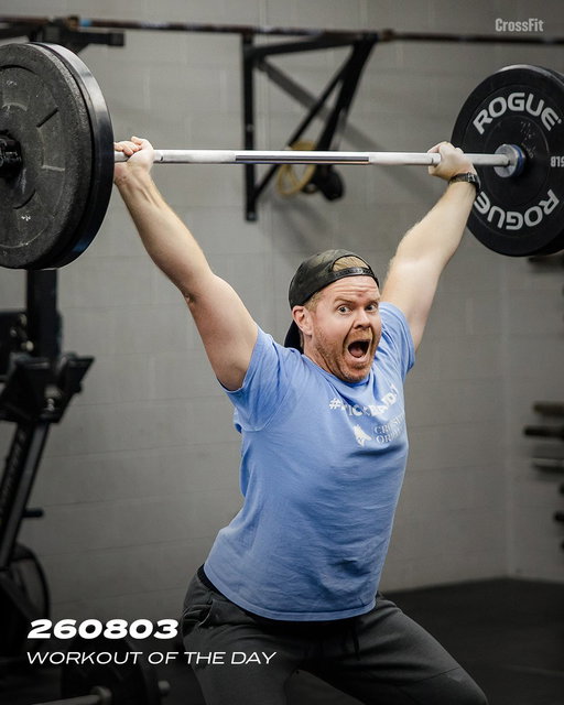 Workout of the Day
Monday 260803

3 rounds for time of:
800-meter run
15 overhead squats

♀ 105 lb 
♂ 155 lb 

Post time to comments.
📍CrossFit Orillia in Ontario, Canada

#CrossFit #WorkoutoftheDay 