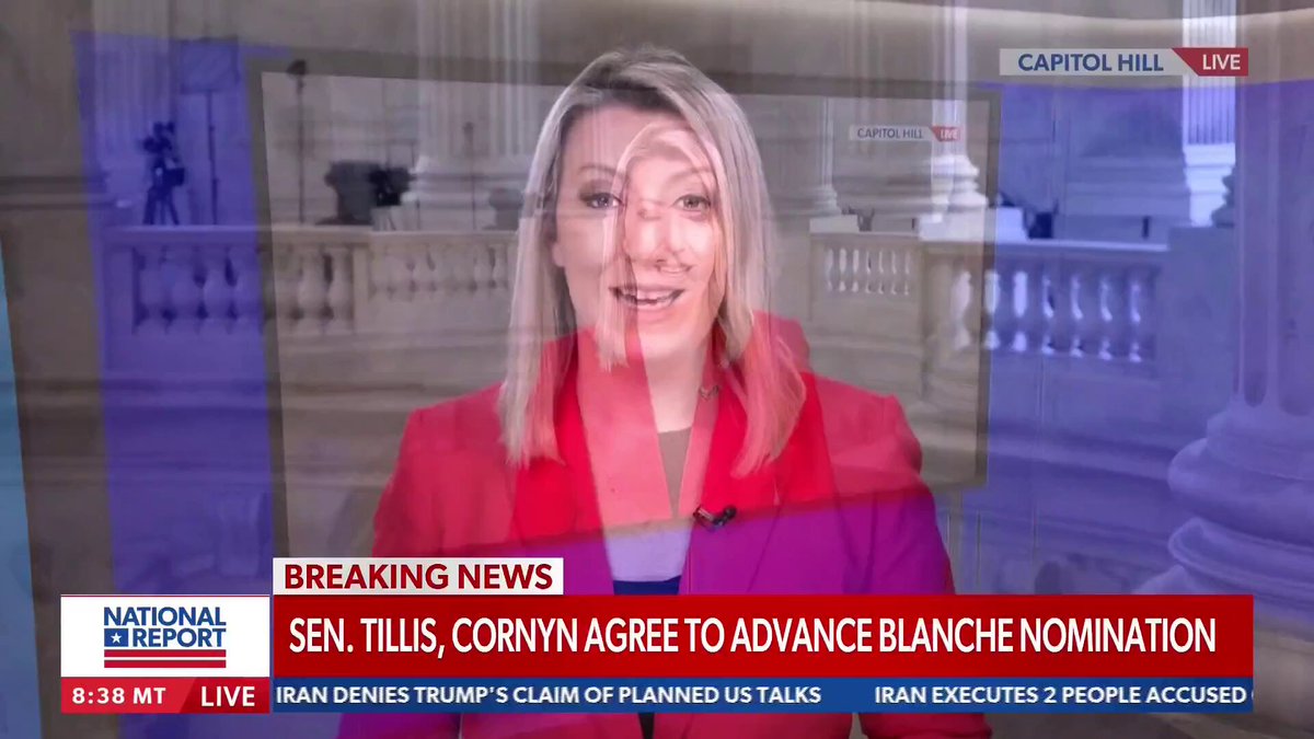 BREAKING: Sen. Thom Tillis and Sen. John Cornyn have agreed to advance the nomination of Todd Blanche for AG after written assurances that the anti-weaponization would be officially killed were given. NEWSMAX's Congressional Correspondent Kilmeny Duchardt reports. @KILM3NY 