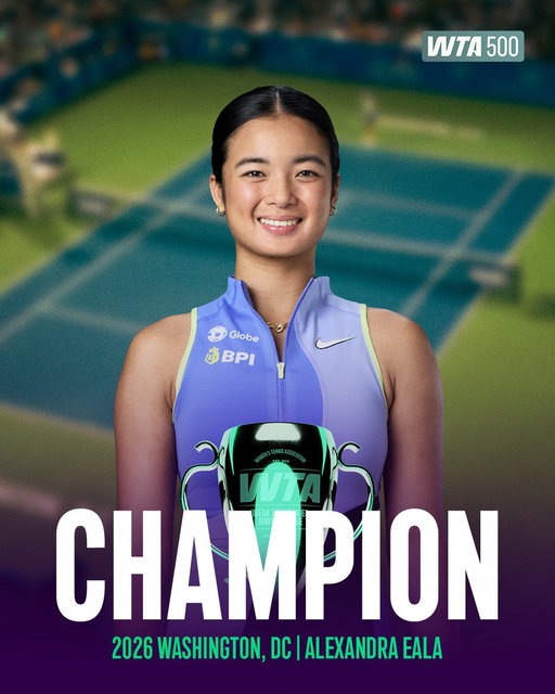 First player from the Philippines to win a WTA Tour title 💚

Alexandra Eala is your 2026 @mubadaladcopen singles champ!

#MubadalaDCOpen 
