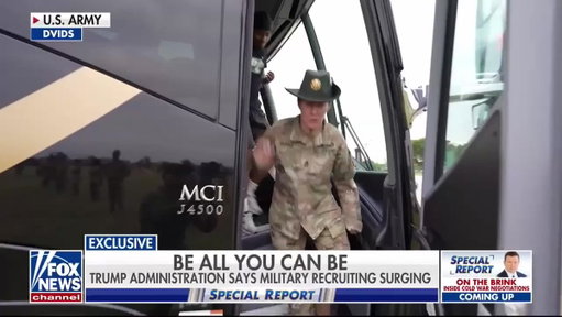 The Army is seeing one of its strongest recruiting comebacks in years.

Patriotism, a sense of purpose, and job security are seen as the top reasons behind this recruiting surge.

The Army's recruiting has climbed nearly 38% overall since its fiscal year 2022 low.

This fiscal year alone, more than 61,500 future soldiers have signed on for active-duty service.

@Brooketaylortv @SpecialReport