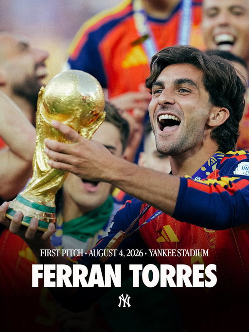 Ferran Torres, who scored the World Cup-winning goal for Spain, will be throwing out tonight’s ceremonial first pitch at @yankeestadium 🏆

🎟️ https://t.co/GyZME1ycQ3 