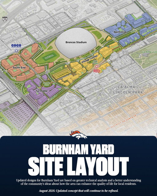 We are excited to share updated area master plan renderings for Burnham Yard, our preferred site for a world-class Broncos stadium and vibrant mixed-use neighborhood.

Shaped by extensive community feedback, these updated plans will continue to evolve as Burnham Yard becomes a place where neighbors, fans and visitors can gather, connect and belong year-round.

Learn More: http://newstadium.denverbroncos.com/