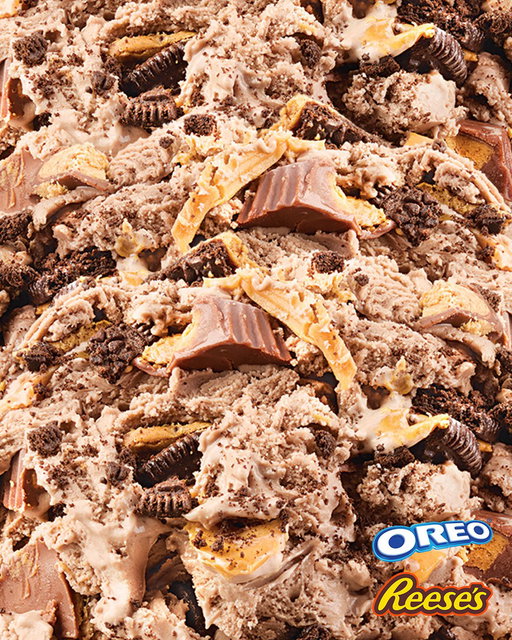 Two icons become one in our Cup & Cookie Chaos Creation™!🥜🍪 Cookies 'n' Peanut Butter Ice Cream made with OREO® and REESE'S, REESE'S Peanut Butter Cup and OREO® REESE'S Cookies.🧡💙

REESE’S trademark and trade dress are used under license. OREO trademark and trade dress including signature OREO Blue color are used under license.