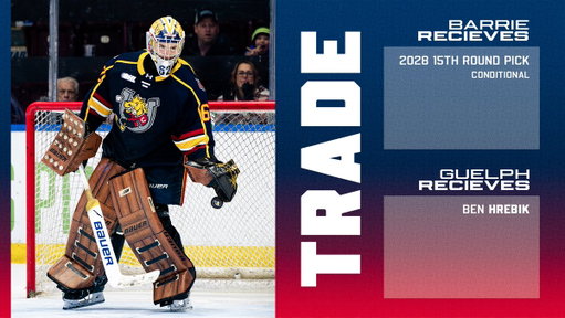 The Colts have acquired a conditional 15th-round selection in the 2028 OHL Priority Selection from the @Storm_City in exchange for goaltender Ben Hrebik.

Thank you, Ben, for your dedication to our organization and the unforgettable moments you gave Colts Country. 

📰| Details: https://chl.ca/ohl-colts/article/barrie-colts-trade-goaltender-ben-hrebik-guelph-storm/