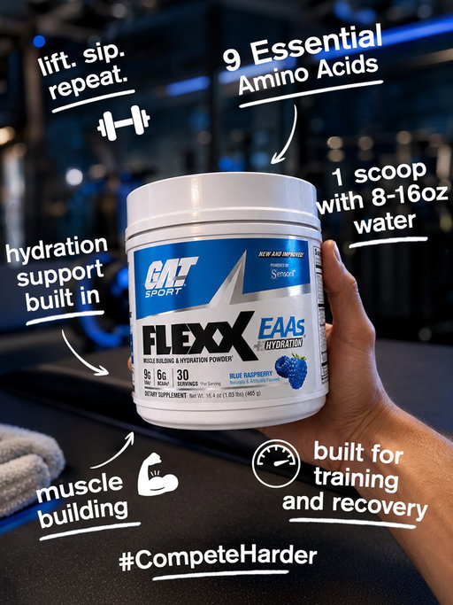FLEXX EAAs + Hydration delivers all 9 essential amino acids with hydration support built in. Add one scoop to 8–16 oz of water and shake. 💦 