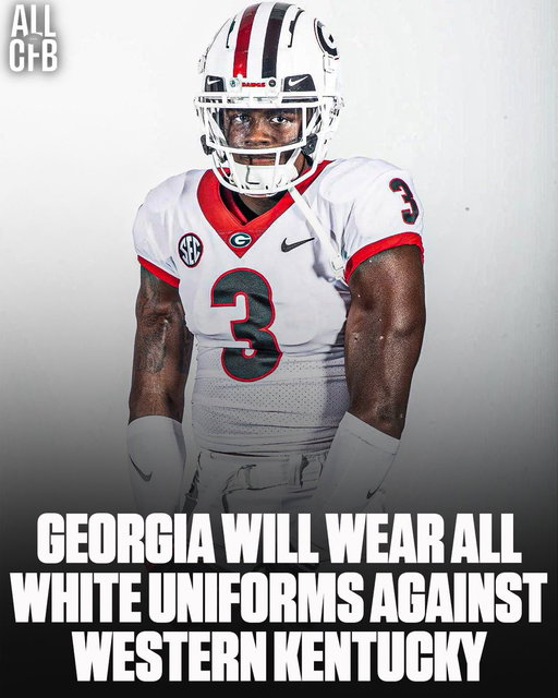 Georgia’s all white uniforms will officially make an appearance in a game against Western Kentucky in Week 2👀 
