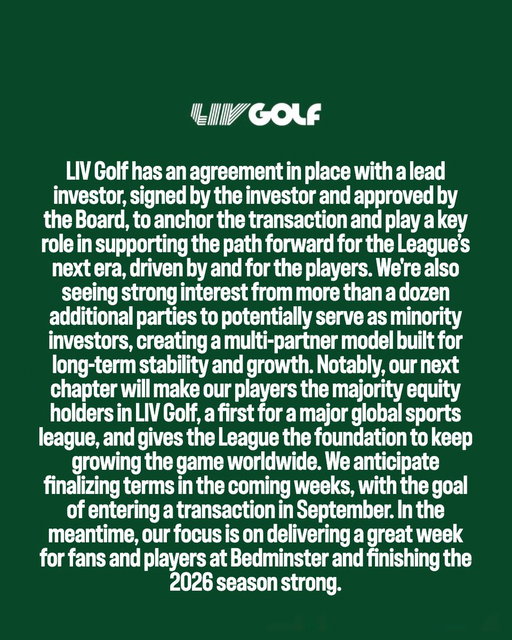 Official Statement from LIV Golf.

#LIVGolf 