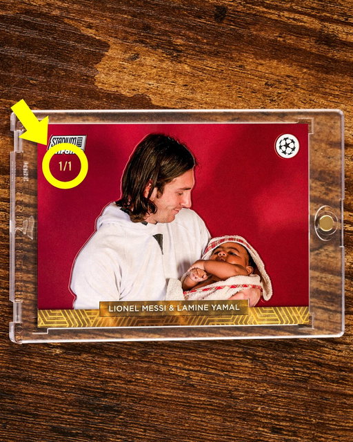 The iconic Messi and Lamine Yamal photo is officially on an ultra-rare card 