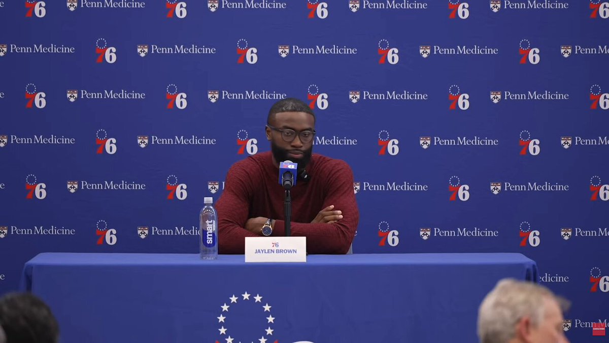 Jaylen Brown when asked if he has talked to Jayson Tatum since being traded to Philadelphia:

"Not really."

