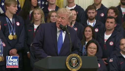 "Americans really know how to fight, fight, fight and win, win, win."

President Trump praised Team USA's Olympic and Paralympic athletes during a White House celebration, thanking them for representing the nation and setting records at the 2026 Winter Games. 
