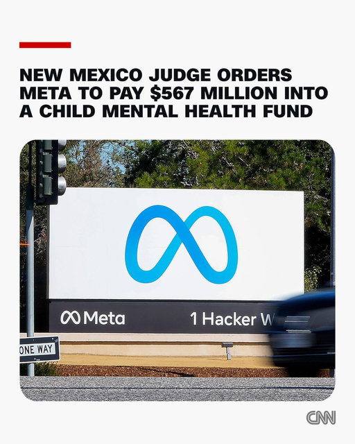Meta must pay $567 million into a fund to remedy its role in a youth mental health crisis, on top of a previously decided $375 million in penalties, a New Mexico judge has ruled. https://t.co/6M8amiMIG8 