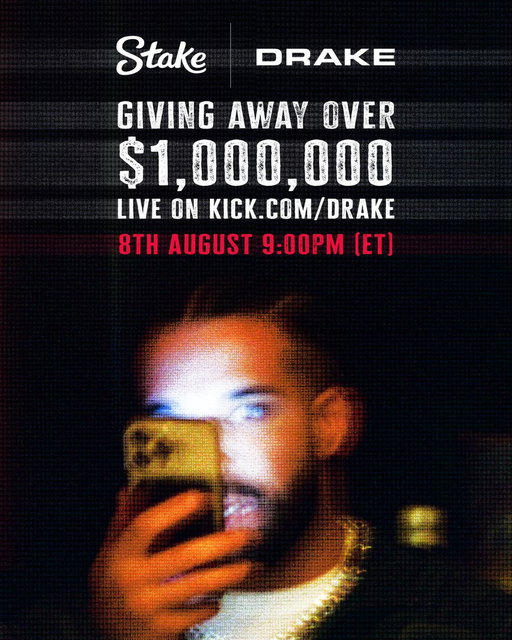 This weekend, Stake turns 9! 🎉

Celebrate with Drake live on @Kick and be a part of our $1,000,000 giveaway 💰 