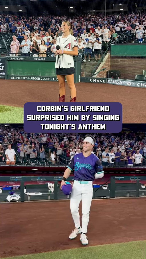 Corbin Carroll's girlfriend, Emma Broyles, surprised him by singing the National Anthem before the game 🥹 