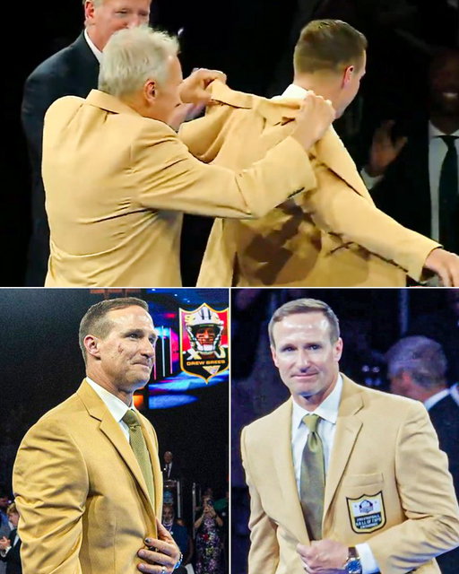 Saints legend Drew Brees received his Pro Football Hall of Fame Gold Jacket Friday night ⚜️

Joe Montana presented him with the honor 👏 