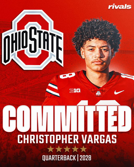 🚨BREAKING🚨 5-star QB Christopher Vargas has committed to Ohio State, @Hayesfawcett3 reports🌰

Vargas is the No. 1 QB in the 2028 Rivals300.

Read: https://t.co/DD6Unqtsir 