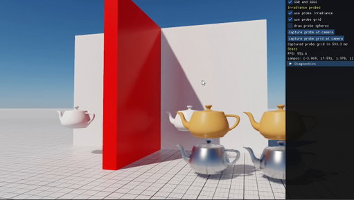 Adding irradiance probe lighting to Substrata!   This is a powerful type of lighting that renders global illumination extremely fast, without screen-space effects.   Combined with Substrata's existing screen-space reflections and GI it should look awesome! 
