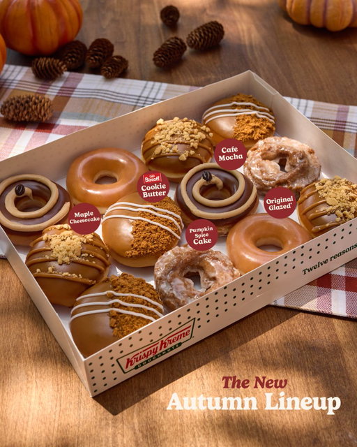 Falling for this NEW doughnut lineup! 🍂🍩 

Meet the Autumn Seasonal collection featuring flavors you'll be craving all season long 🤤 

🍁 Maple Cheesecake 
☕ Cafe Mocha 
🍪 Biscoff Cookie Butter
🎃 Pumpkin Spice Cake

Available starting 8/11 