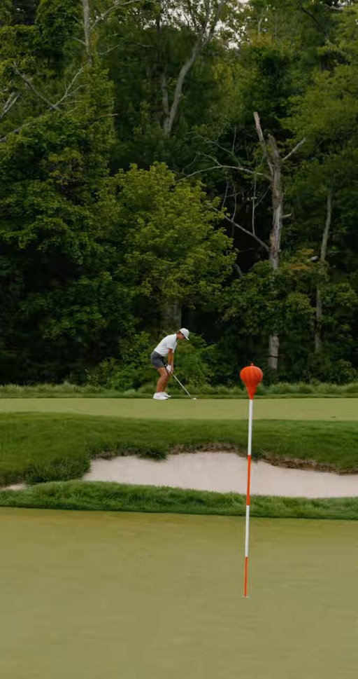 Now that’s how you get up and down ⬆️⬇️ Miles Russell with a little magic on the 17th at Merion. 