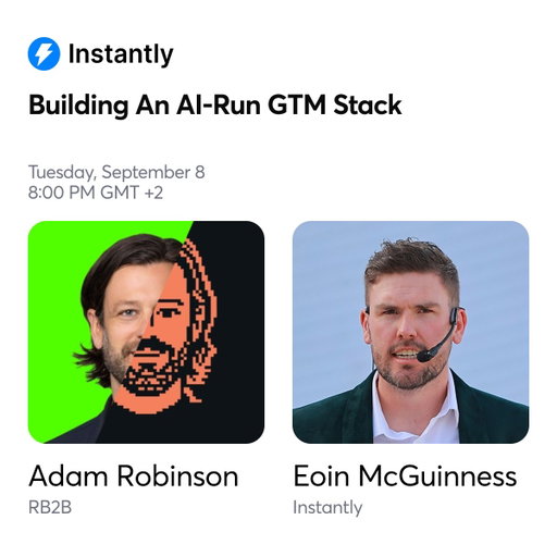 We’re gonna build a full AI GTM Stack LIVE 🤖

With two experts @RetentionAdam , CEO of MoltSets, RB2B & Retention,  and Eoin McGuinness, Head of GTM at Instantly.

- Full breakdown, step by step
- No fluff
- Learnings from billions emails sent and analyzed

Save your spot → https://luma.com/8bdf0794