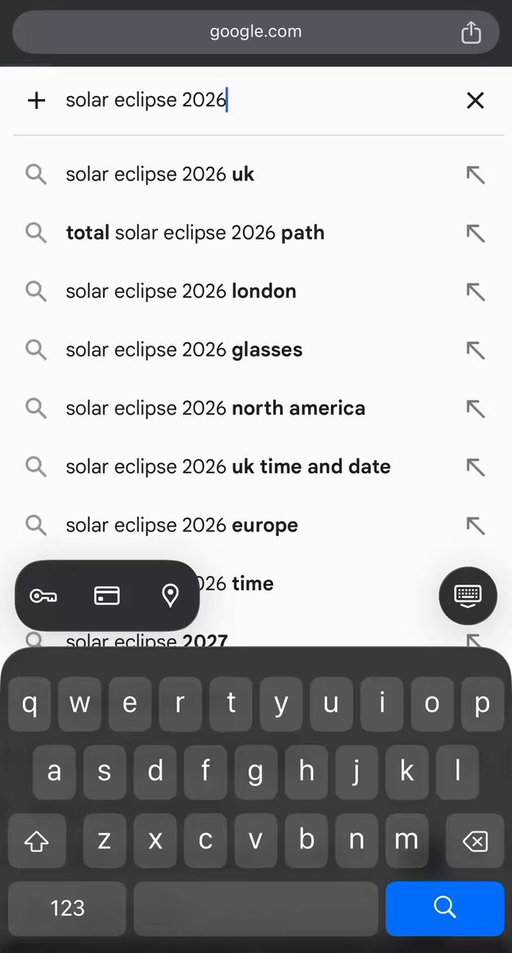 If you google Solar Eclipse 2026, you get this cool animation 