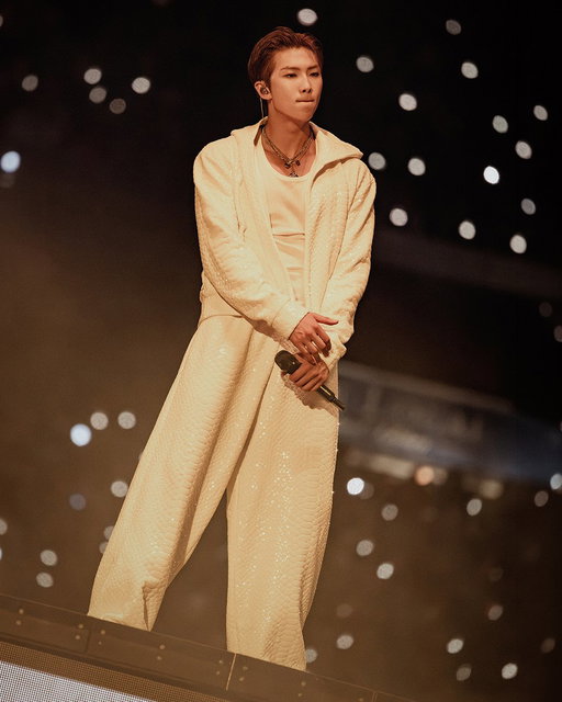 #RM in custom #Gucci at the #BTS_WORLDTOUR_ARIRANG in Foxborough. @bts_bighit 