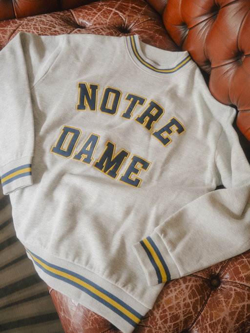 The Tri-Stripe Crewneck is back. Ash gray. Sewn-on varsity lettering.

Available 8/14 at 10am ET.
https://www.homefieldapparel.com/pages/cant-miss-kickoff-your-game-day 