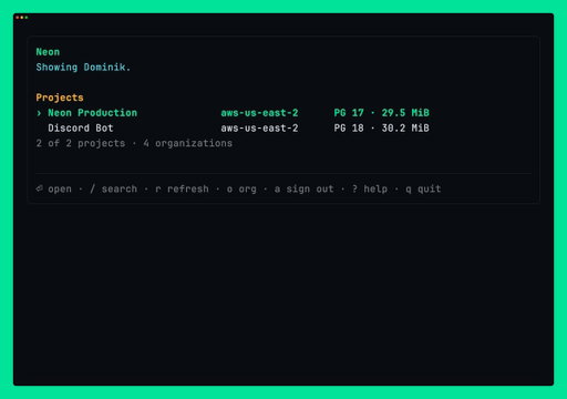 Herdr users: we just shipped a Neon pane

Create a branch, copy a connection string, and manage computes with a keypress 