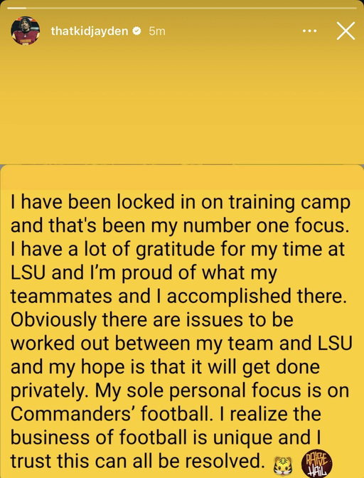 Jayden Daniels' statement on the LSU situation 