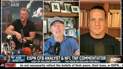 "You really got some strong lyrics and sent some really good messages. ... Can you maybe do some on GameDay?"

@KirkHerbstreit wants to see @PatMcafeeshow perform his music on College GameDay this season 👀 