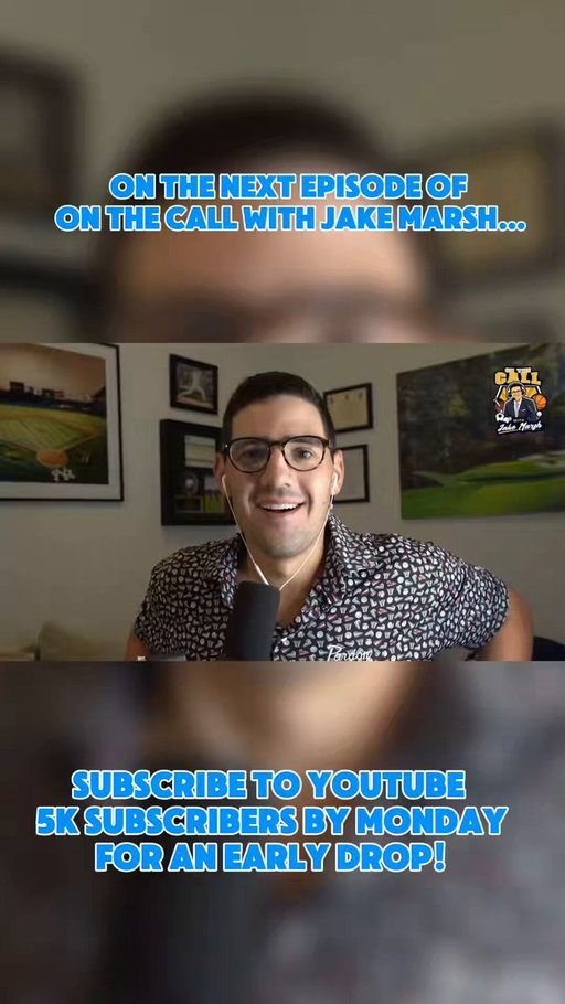 Really excited for the next edition of On The Call with Jake Marsh. I think you will be, too. 

Episode comes out on Tuesday, but help me get to 5,000 subscribers on YouTube by the end of the weekend for an early drop!

SUBSCRIBE: https://www.youtube.com/@jakemarsh18/?sub_confirmation=1 