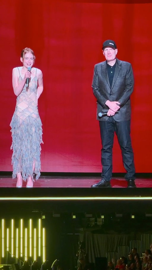 Sadie Sink joined Kevin Feige on the #D23 stage to talk Jean Grey and #XMen. 