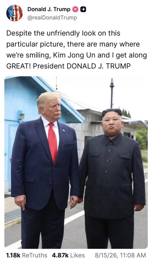 JUST IN: President Trump reflects on his relationship with Kim Jong Un, declaring the two “get along GREAT.” 