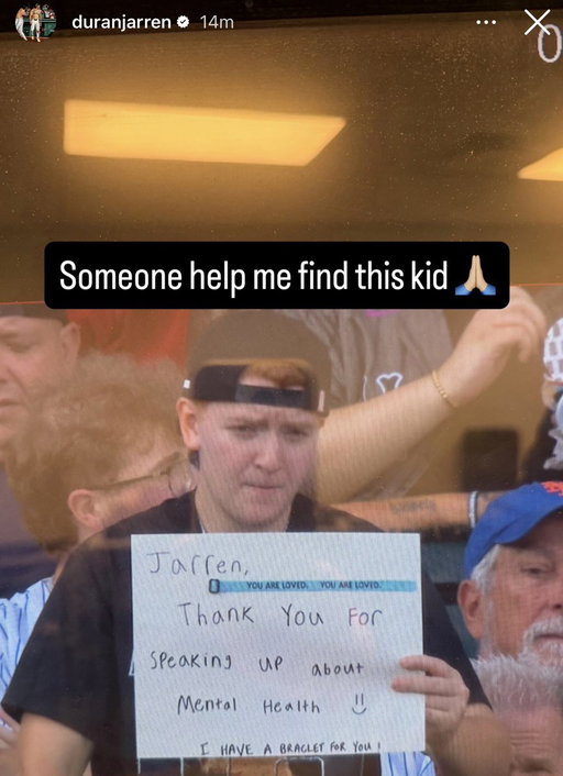 Jarren Duran is looking for this fan if anybody can help. 