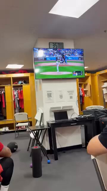 Joshua Baez’s Triple-A teammates watching him make history in his MLB debut.

Beautiful stuff 