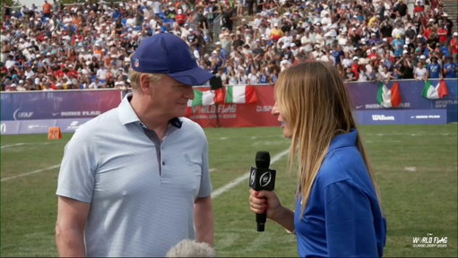 "It's a signal that the sport has truly become a global sport." 🏈

Commissioner Goodell speaks about the power of flag football at the IFAF World Flag Football Championships. 