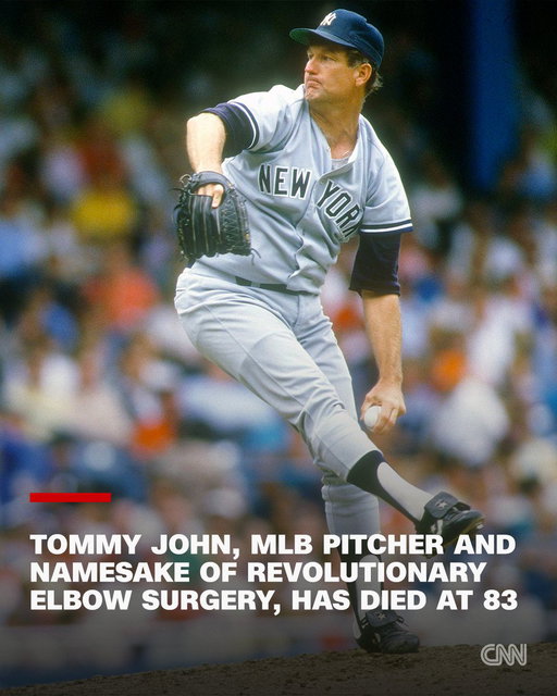 Former MLB pitcher Tommy John, the namesake of a revolutionary elbow surgery that extended his career, has died at 83, according to the New York Yankees. https://t.co/vVCIJ7TQUH 