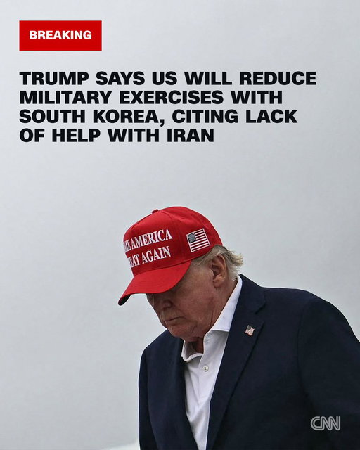 President Donald Trump announced that the United States would reduce military exercises it conducts with key regional ally South Korea, citing his positive relationship with North Korean leader Kim Jong Un and Seoul’s lack of assistance with Iran. https://t.co/wGG4vFWNbr 