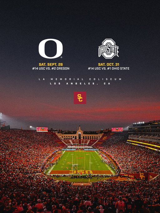 The No. 1 and No. 2 ranked teams have to come through the Coliseum this season for only the second time ever (2012).

The Trojans schedule features 5 teams in the preseason @AP_Top25. 🍿 