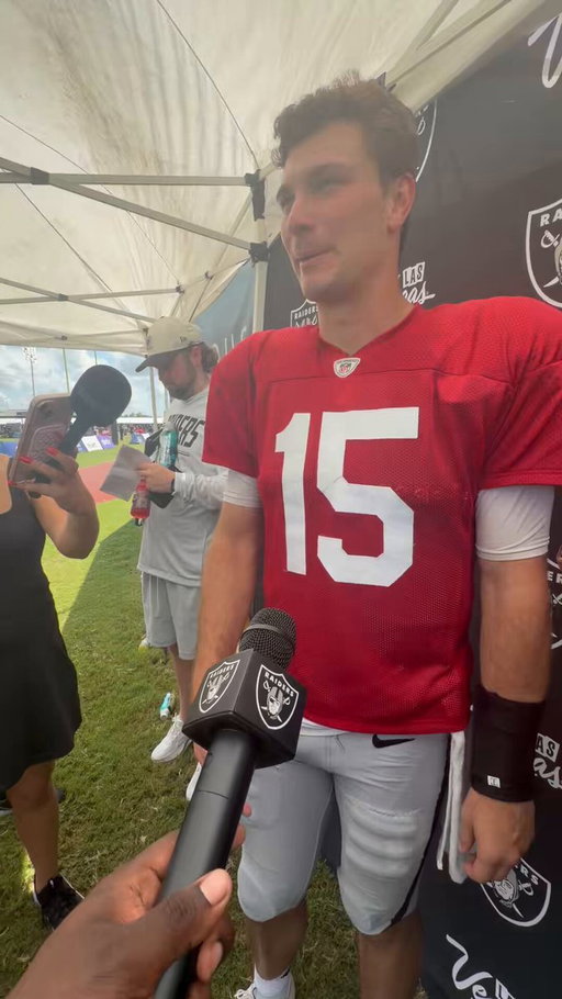 Raiders QB Fernando Mendoza is being criticized for being “too performative” during interviews. 