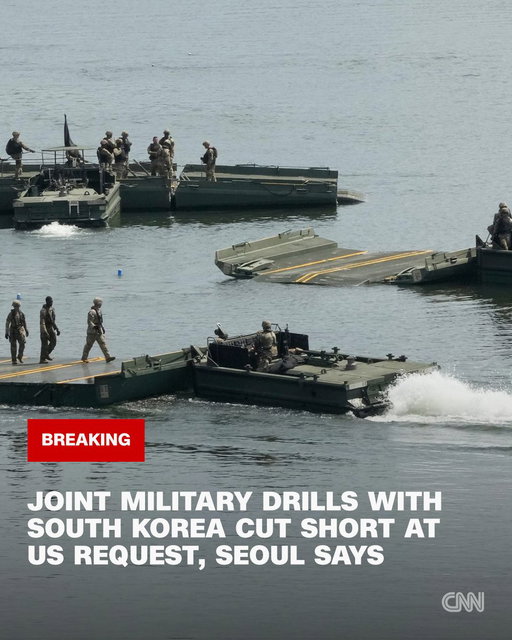 The joint military drills between the US and South Korea have been cut in half at Washington's request, Seoul's military chiefs said, days after President Donald Trump called for their reduction, citing his close relationship with North Korean leader Kim Jong Un. https://t.co/TSdsjFlkm9