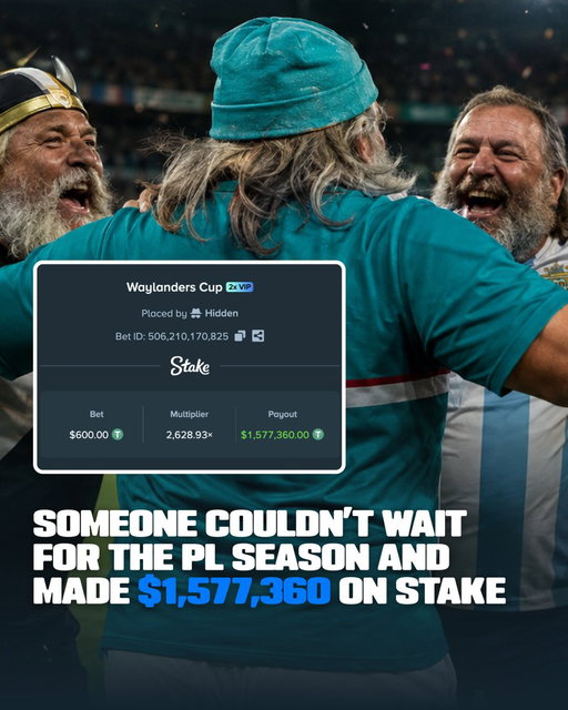 Someone couldn’t wait for the PL season and made $1,577,360 on Stake. 