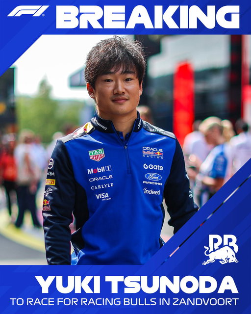 BREAKING: Yuki Tsunoda will drive for Racing Bulls in Zandvoort, taking the place of Liam Lawson who replaces the injured Hadjar at Red Bull Racing

#F1 #DutchGP 