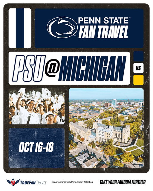 Nittany Lion Nation, we've got big news.

There's now an official way to take Penn State on the road with Penn State Fan Travel. We’re starting with a trip to Ann Arbor for PSU @ Michigan, October 16–18.

Two nights in downtown Detroit, all-inclusive tailgate, meet and greet with Penn State alumni. Transportation and every detail, locked in.

We Are... Penn State. Book your spot: https://t.co/gKSJHbGfoD