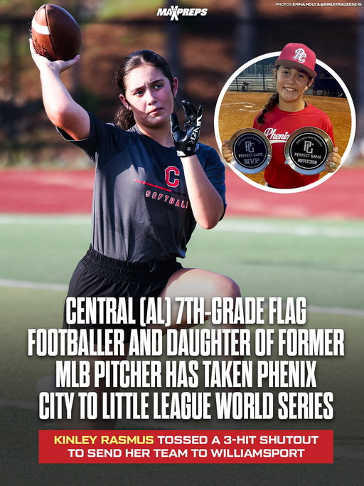 Central (AL) seventh grader Kinley Rasmus will compete alongside the boys this week at the Little League World Series before returning for flag football season. 🔥💪

Full story ⬇️
https://t.co/8PQ8uK7OYn 